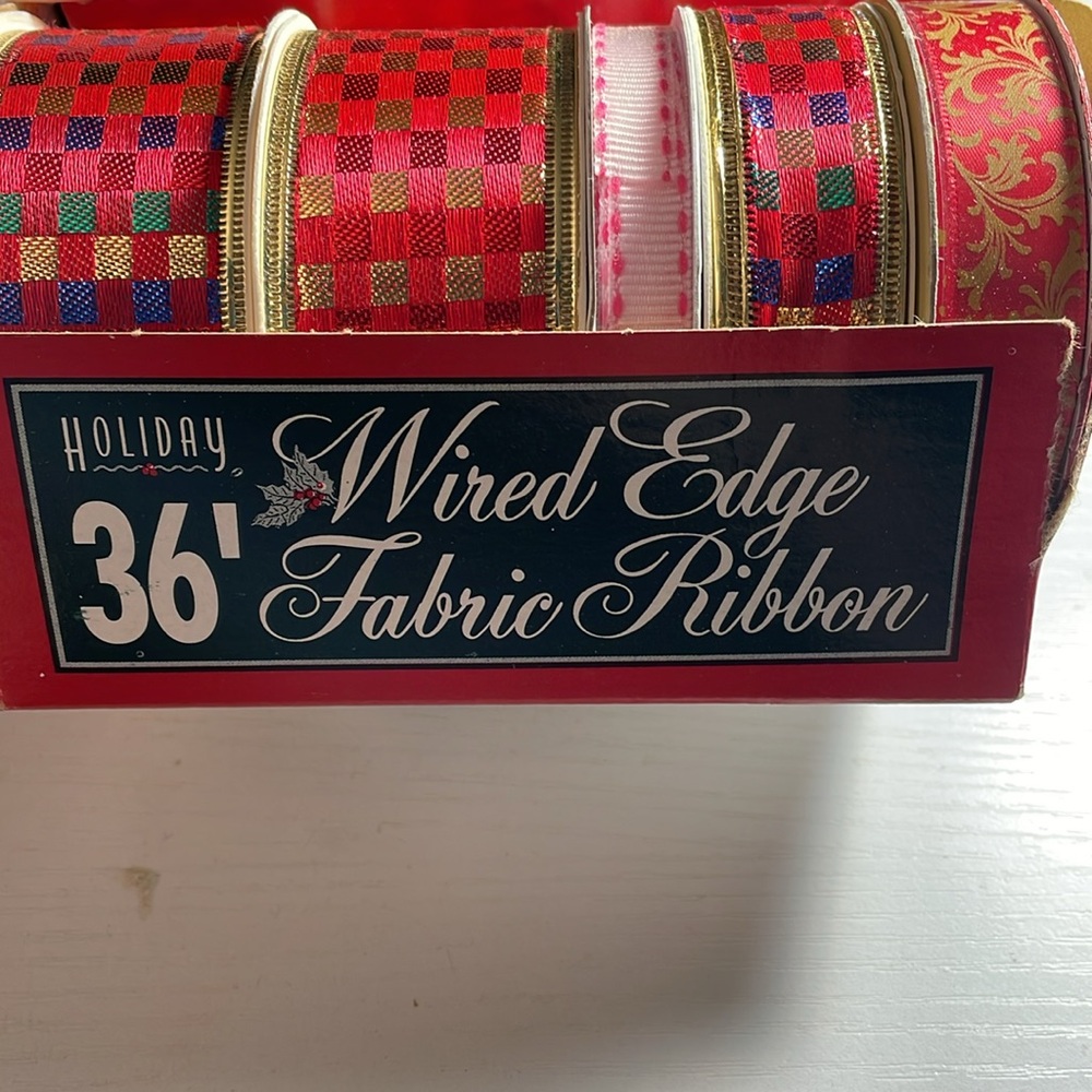 Holiday Wired Edge Fabric Ribbons Set - Picture 2 of 9